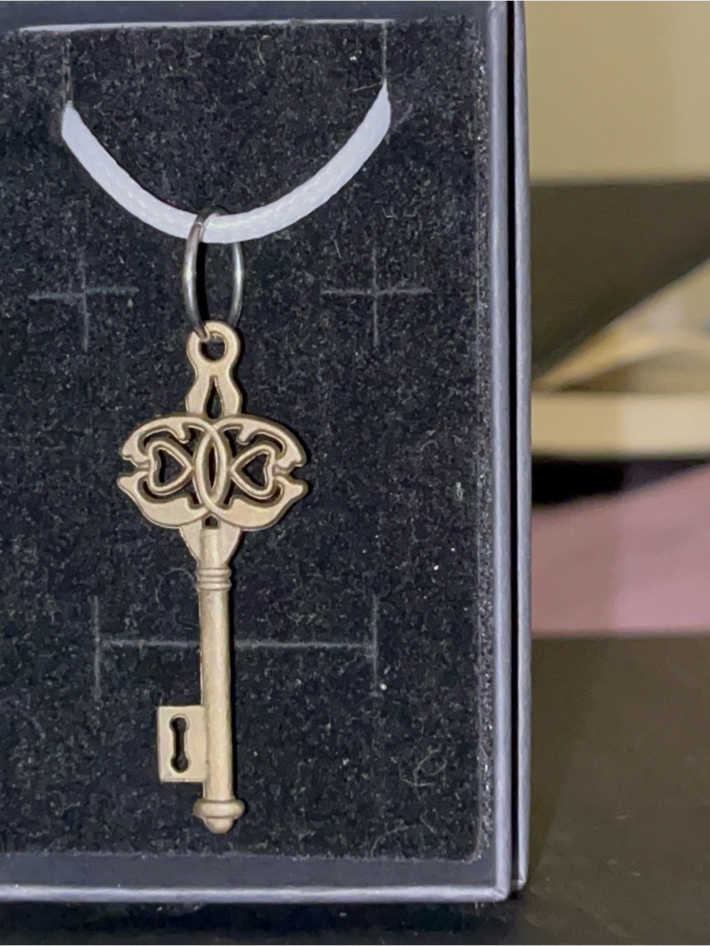 Antique-Style Key Charm Pendant in Brass Tone